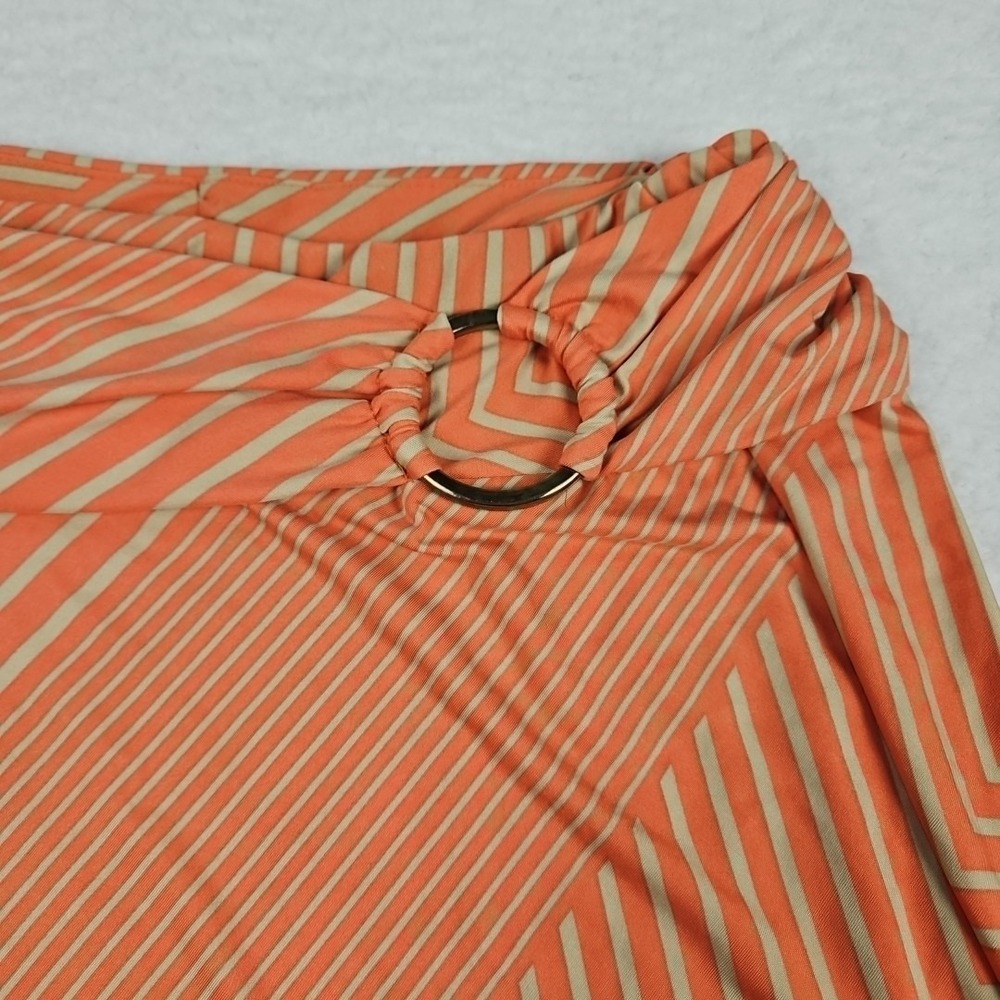 Robert Louis Womens Size M Striped Coral‎ Tan Mix Maxi Skirt Casual Work Chic - Picture 5 of 9